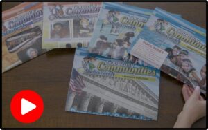 Studies Weekly student editions spread out on a table