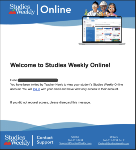 Family Account Email for Studies Weekly Online