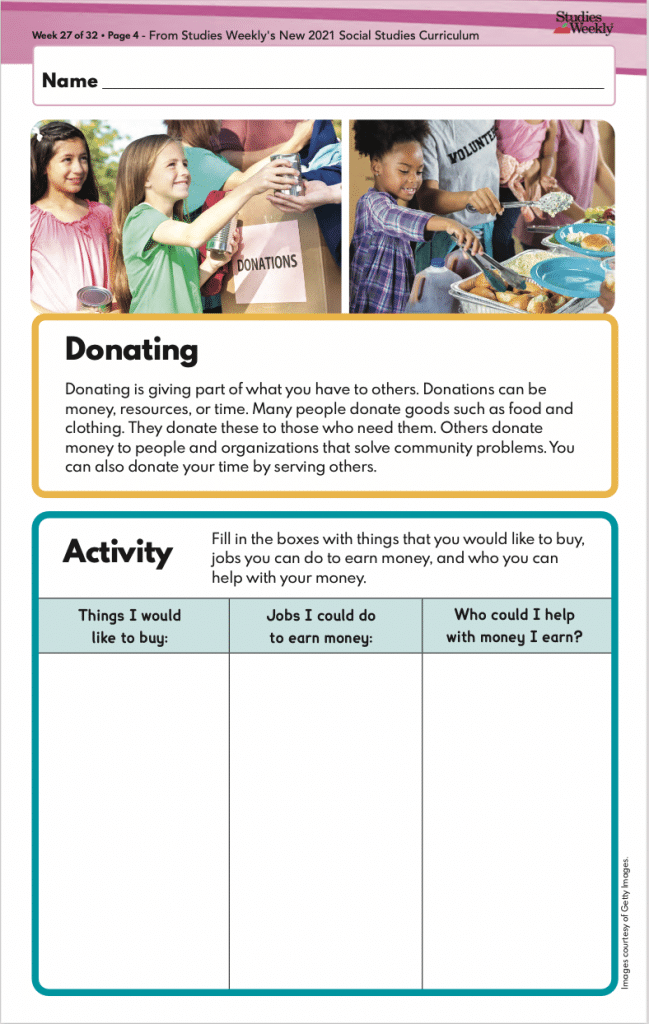 Donating Activity Studies Weekly