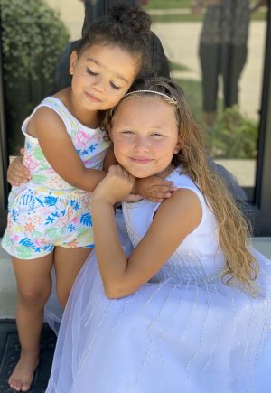 Two girls hugging Two girls hugging