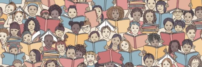 Diverse children reading books