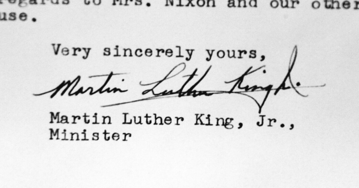 Martin Luther King Jr. signature on a letter