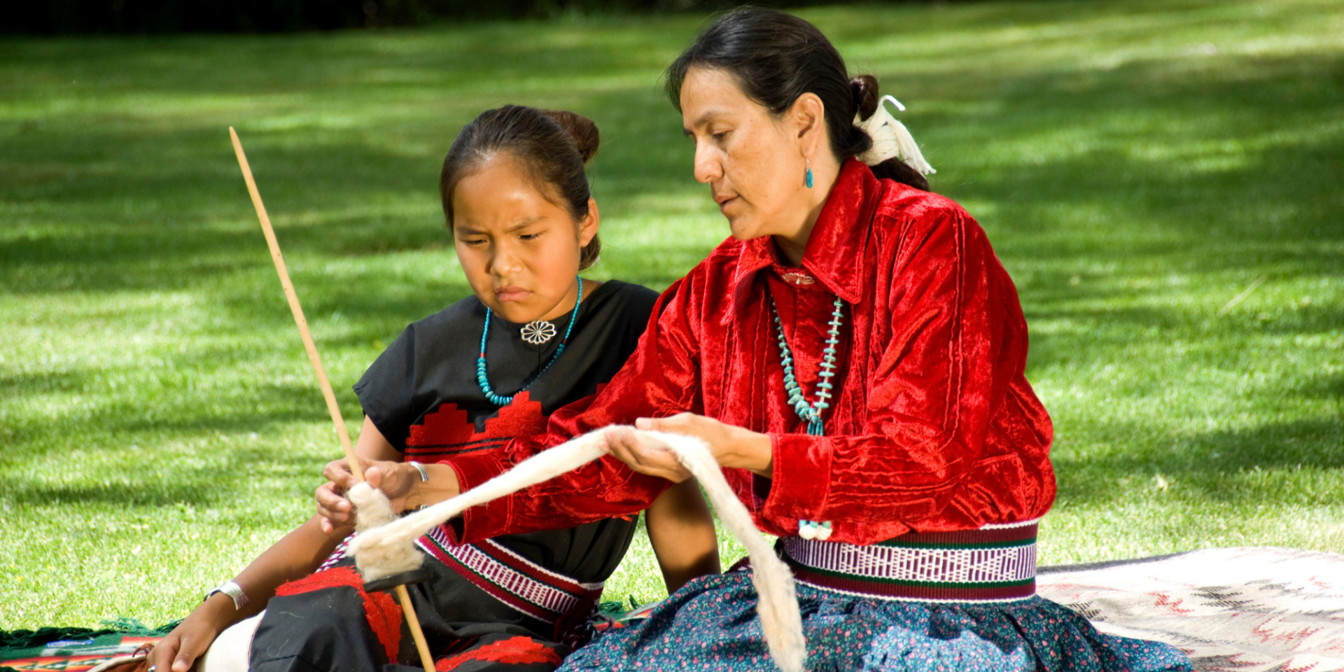 An American Indian mother and daughter.