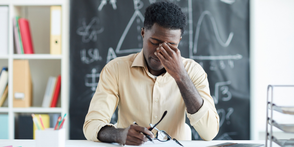Teacher suffering from compassion fatigue.
