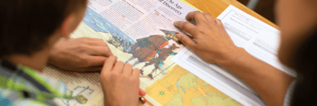 Teacher-and-Student Students Using Studies Weekly to Understand History