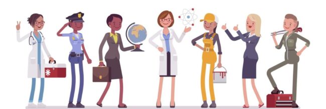 Women in STEM -Illustration of women workers from various STEM fields