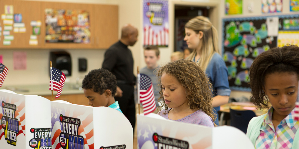 Students Voting with Every Kid Votes Studies Weekly