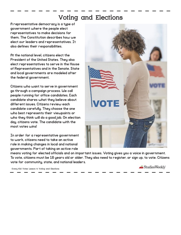 Studies Weekly article Voting and Elections