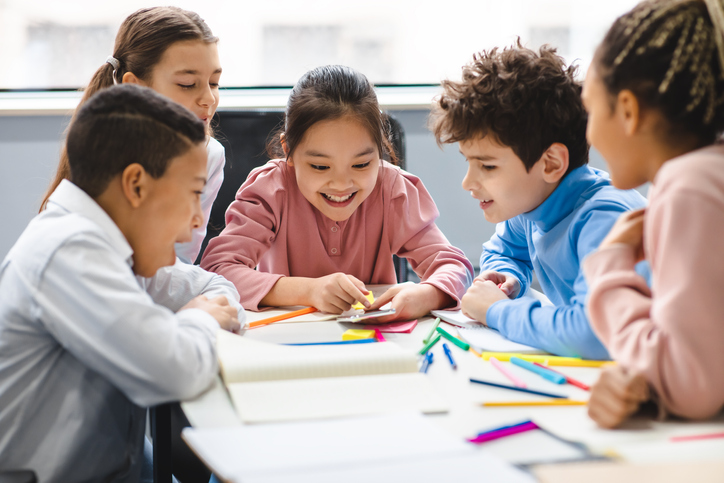 Students in Class Children using life skills education