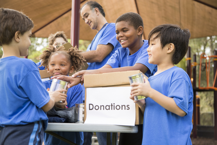 Students collecting donations