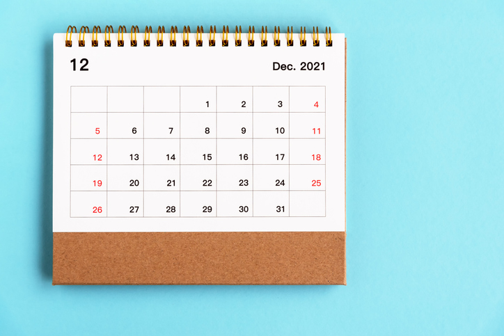 December 2021 Calendar With Copy Space Calendar for School Administrators