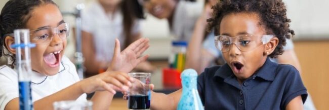 students excited about science