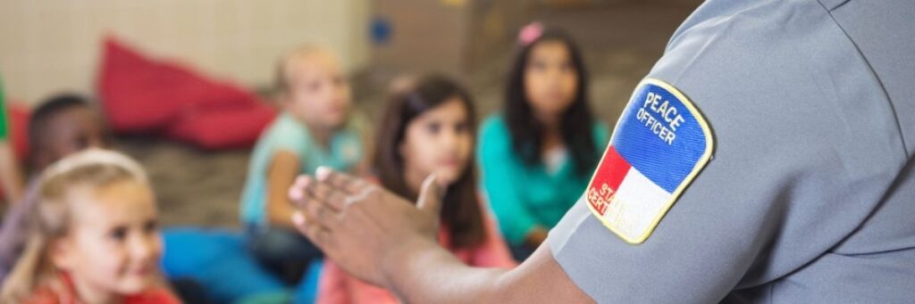 Security Guard Talks to Students