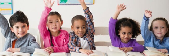 Kids-Raising-Their-Hands-September-2025 Students Practice English Language Arts