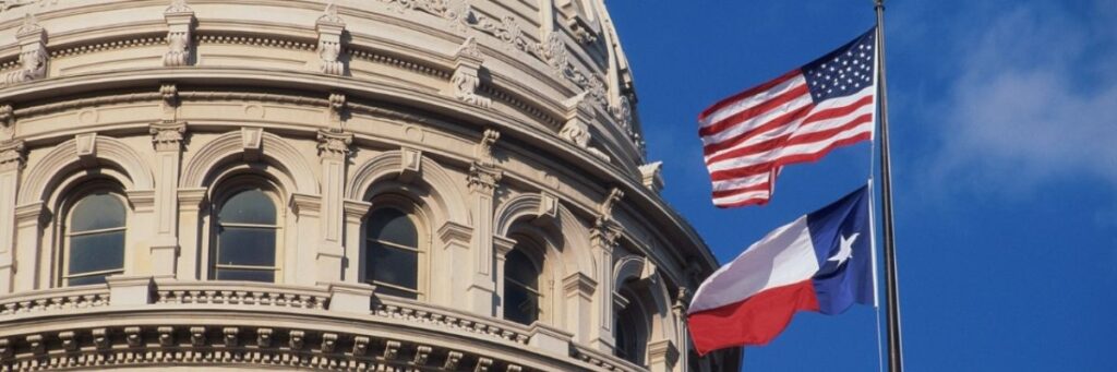 Texas-Capitol-and-Flag-September-2025 Texas-specific content in Texas Studies Weekly Social Studies
