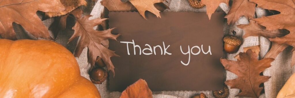 Help Students Learn Gratitude - September 2025 Thank you message in fall leaves