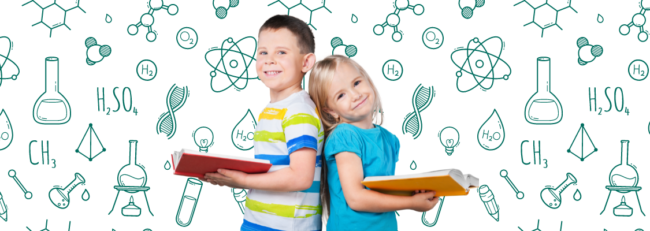 Science reading Two children reading science books