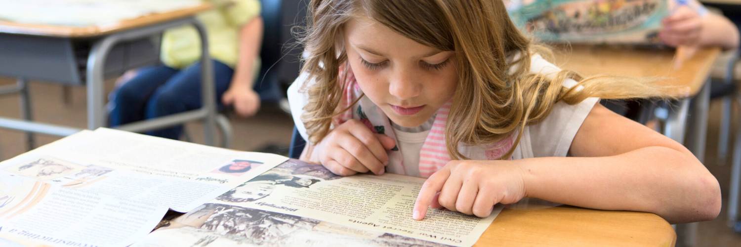Girl reading text