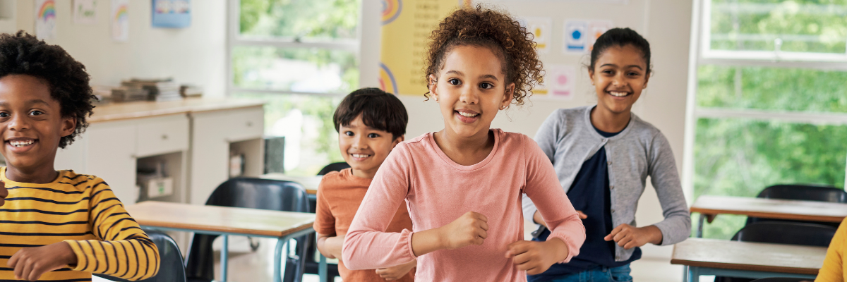 Children jumping and playing