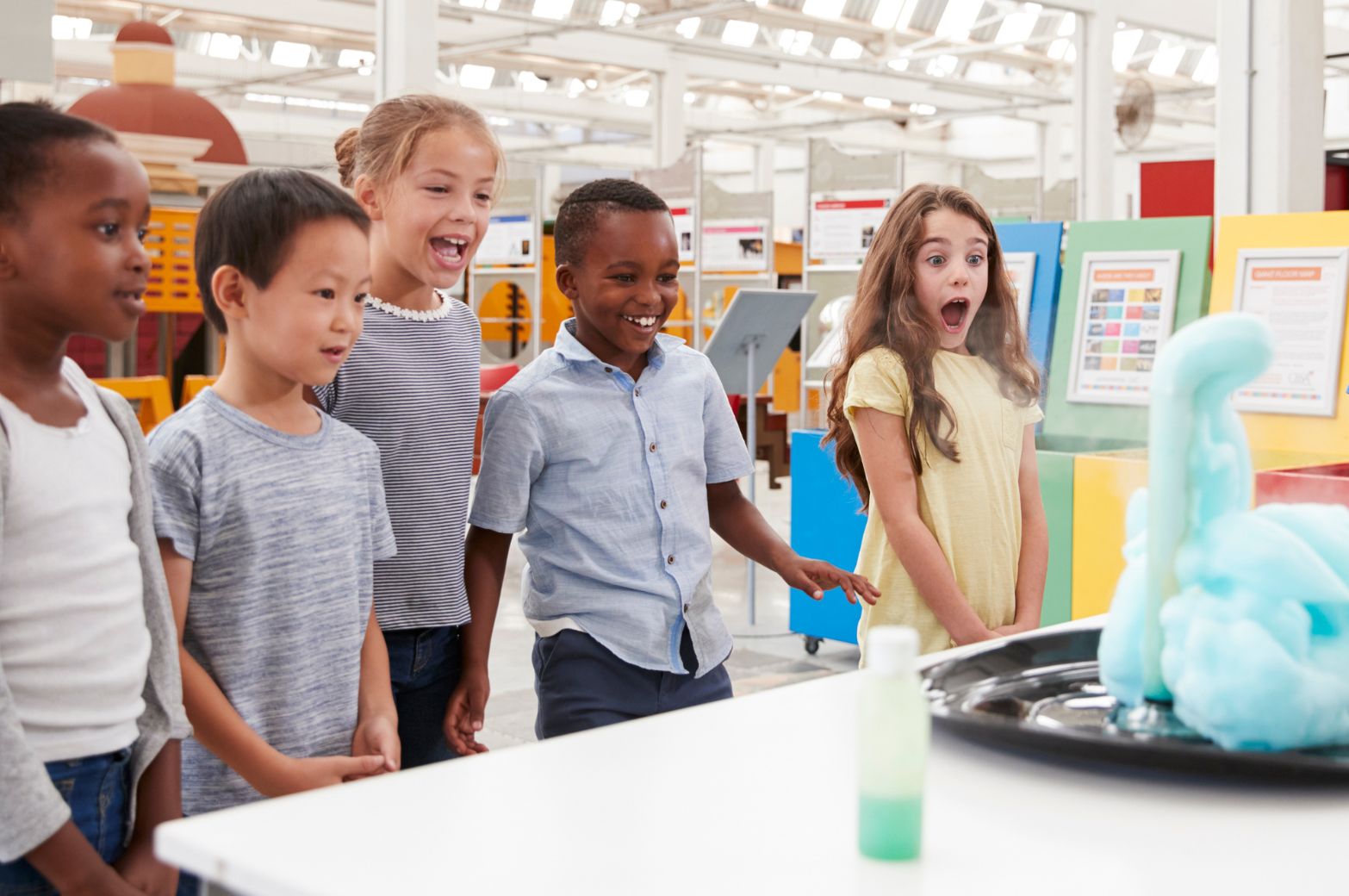 Science children Students looking at the Next Generation Science Standards phenomena experiment