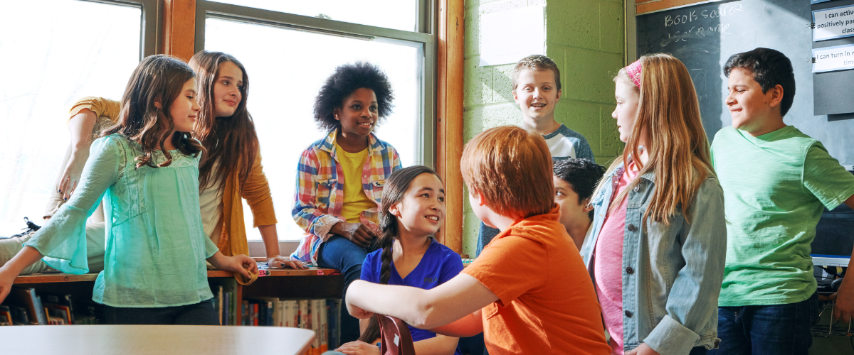 Elementary students learning about social studies