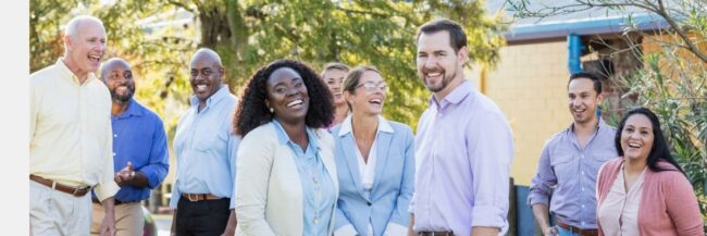 Happy school staff together