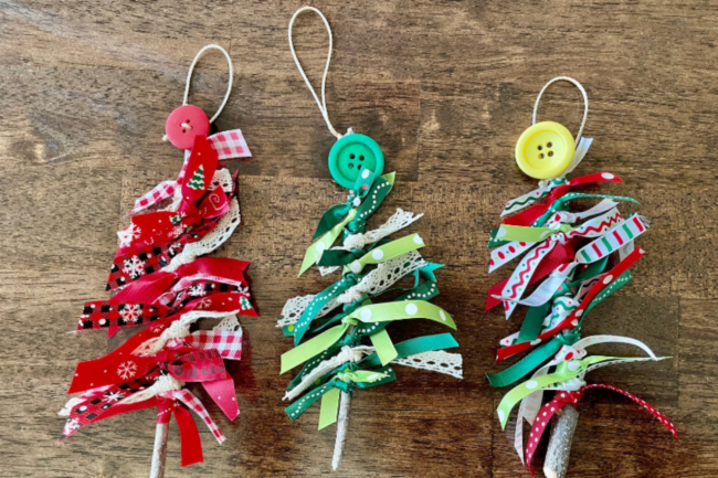 Holiday-Ribbon-Tree-Ornament Ribbon Tree Holiday Student Crafts