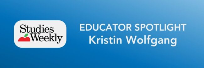 Kristin-Wolfgang-Educator-Spotlight Stack of studies weekly materials on a table