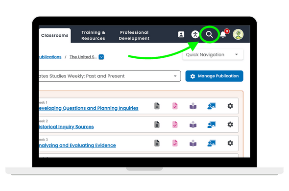 Arrow showing the SWO Search Bar 2025