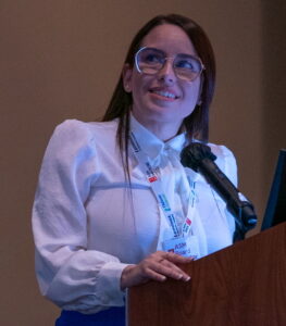 Dr. Greetchen Diaz presents at the 2022 ASM Microbe Meeting Courtesy of the American Society for Microbiology, via Wikimedia Commons
