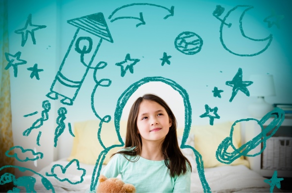 Student imagining being an astronaut