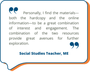 Studies Weekly Testimonial: "Personally, I find the materials—both the hardcopy and the online information—to be a great combination of interest and engagement. The combination of the two resources provide great avenues for further exploration."
