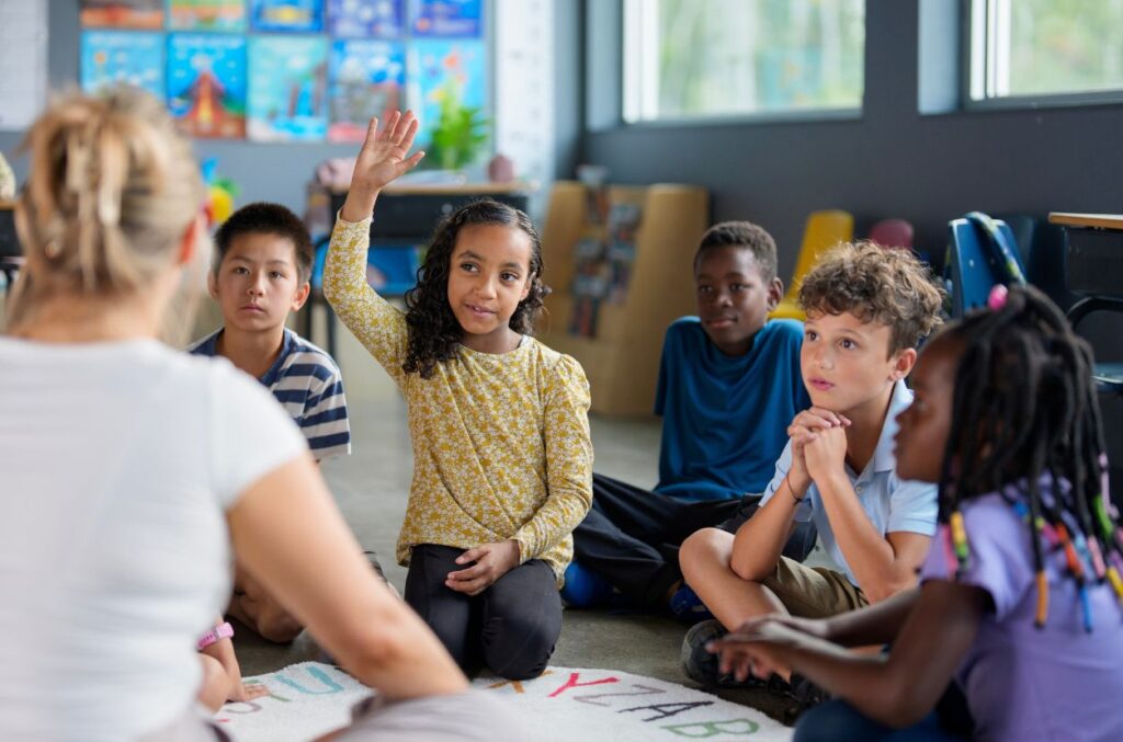 Classroom discussion Students having a classroom discussion