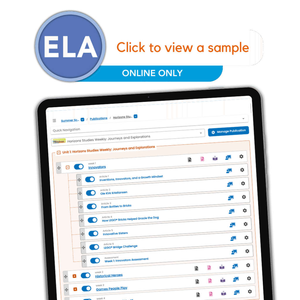 ELA Summer school tablet