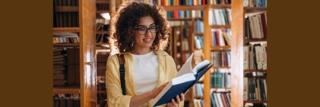 Teacher reading a book