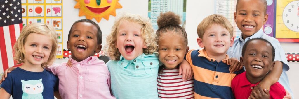 Happy group of kids Kids hugging and smiling