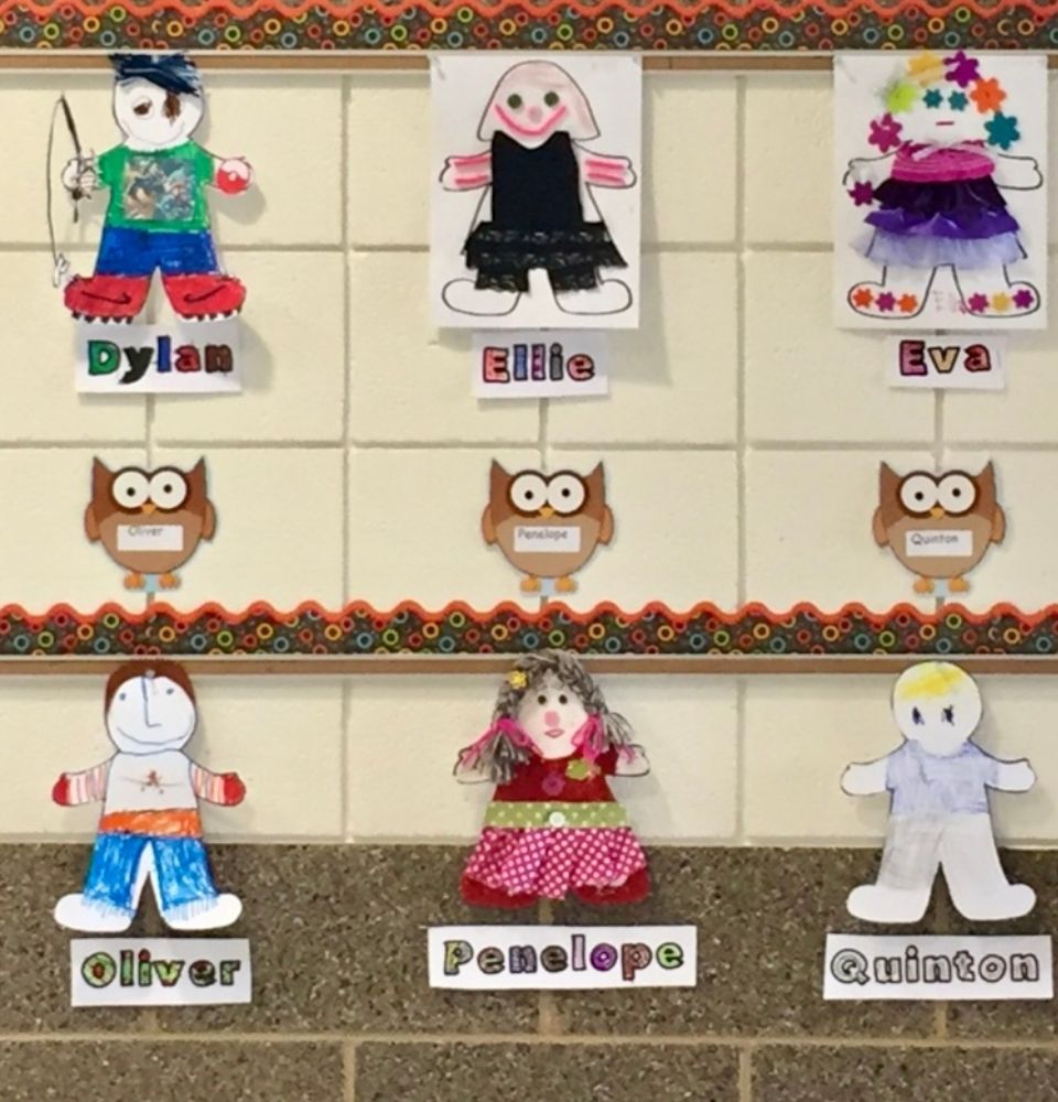 Student project of self-portrait paper dolls