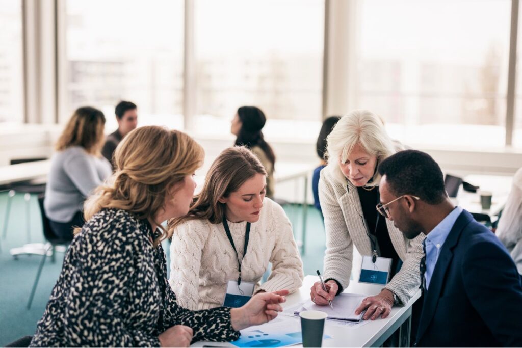 Group of team teachers planning