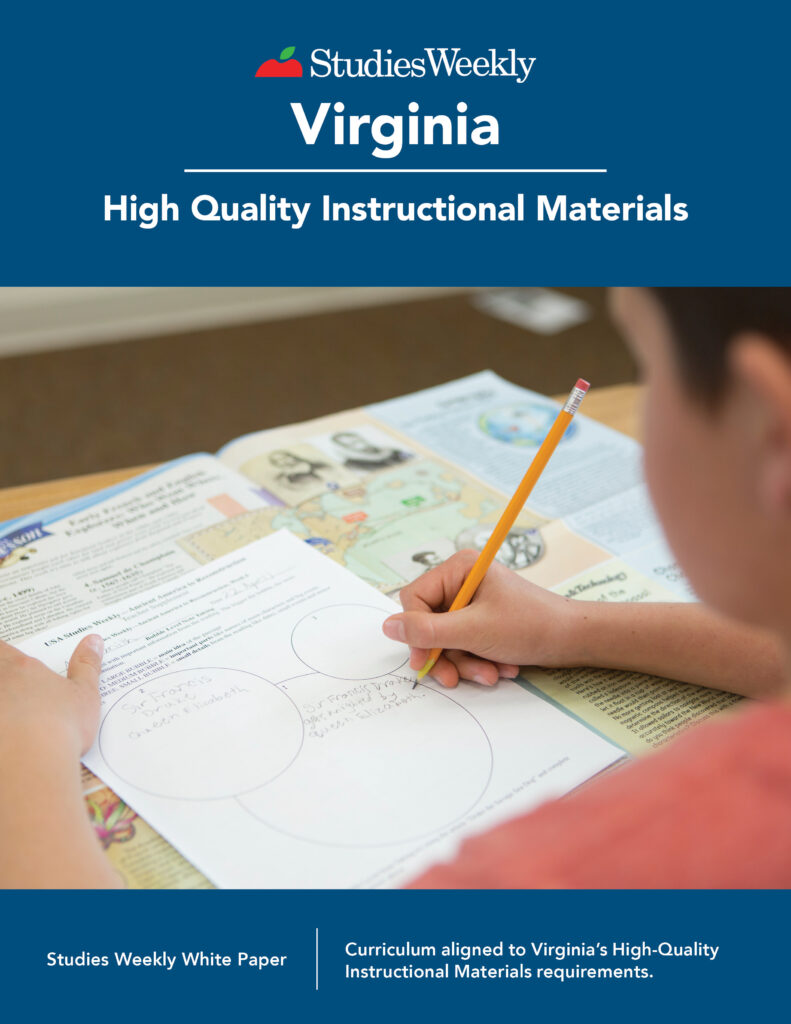 White paper describing Studies Weekly as an HQIM (high quality instructional material) for Virginia.