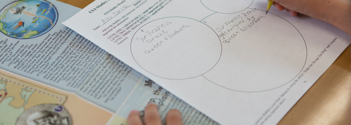 Studies Weekly Portfolios Student filling our graphic organizer for student portfolio