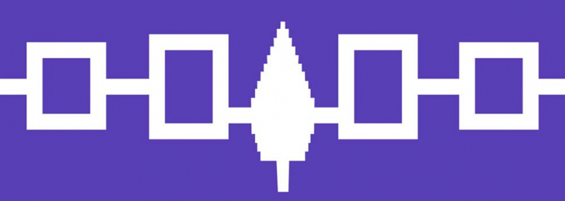 Flag of the Iroquois Confederacy Flag of the Iroquois Confederacy created circa 1980. The pattern on the flag represents the peace created between five warring tribes when they buried their weapons of war under the Great Tree of Peace.