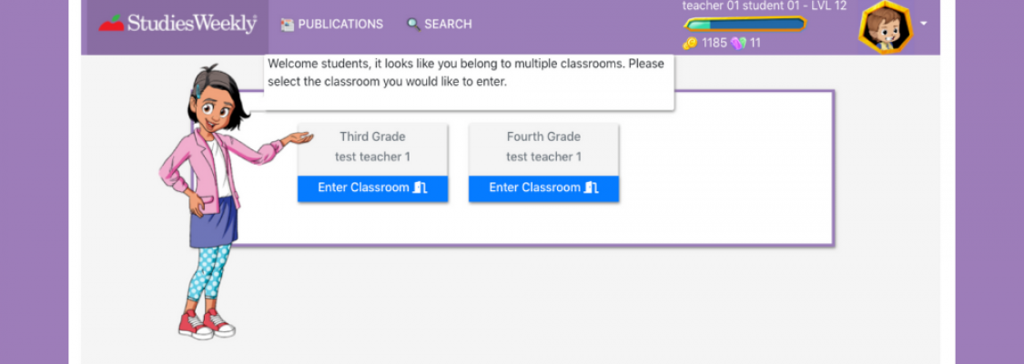 How Rostered Students or Those with Multiple Teachers Choose a Classroom Studies Weekly Online Image